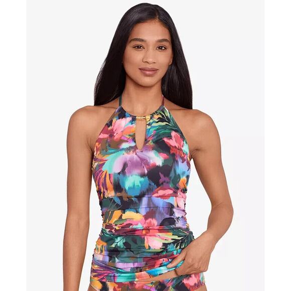 Ralph Lauren JUNGLE PARADISE High-Neck Halter Tankini Swim Top, US 6 NWT - Picture 1 of 5